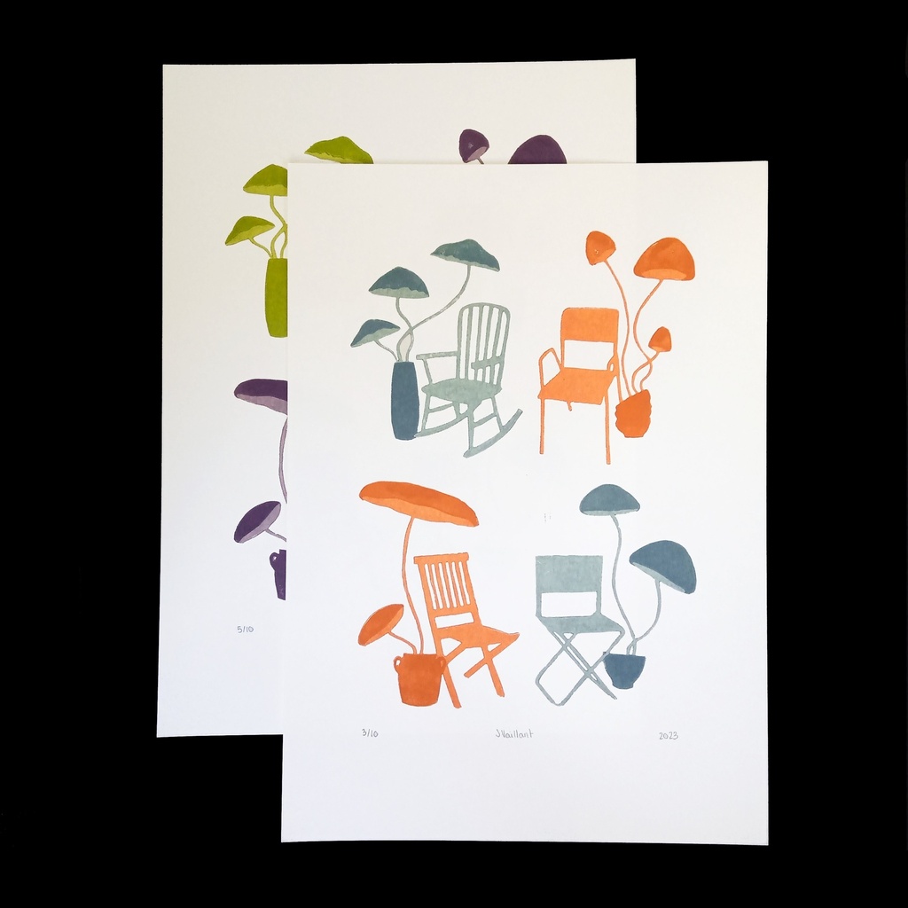 Champichaises II (Orange/Turquoise)