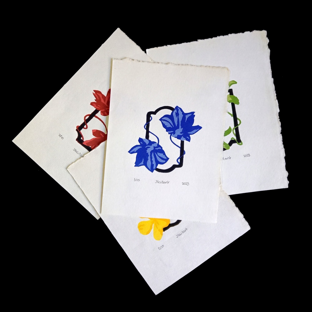 Cadre fleuri Bleu
