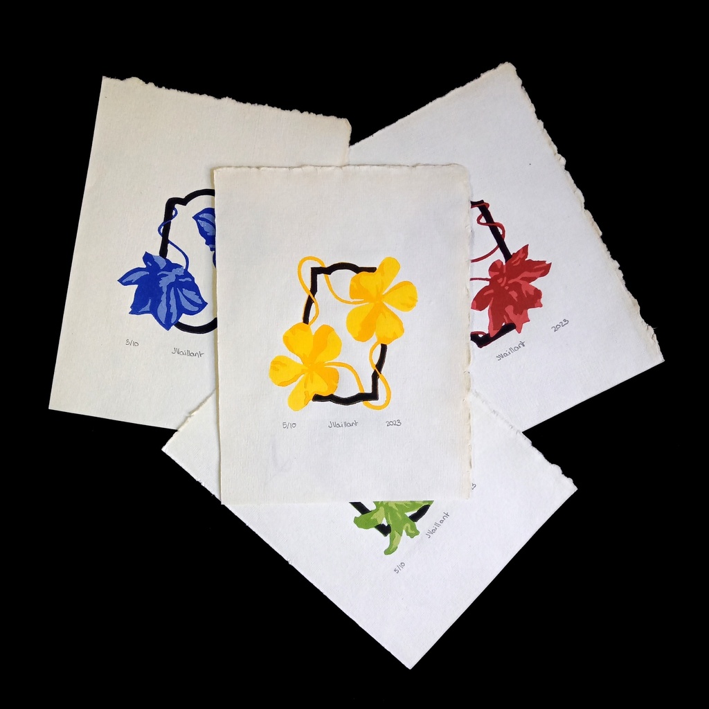 Cadre fleuri Jaune