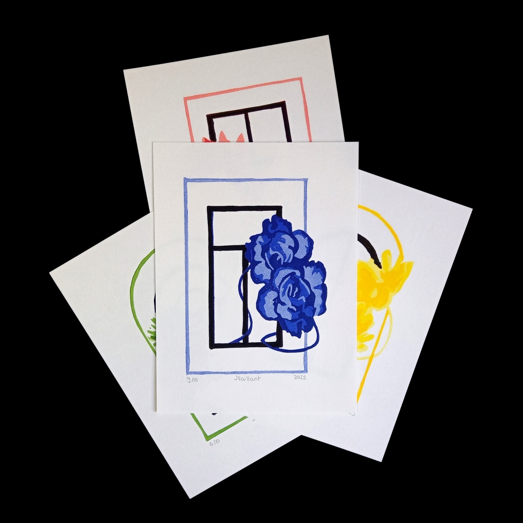 Fenêtre en fleur Bleue