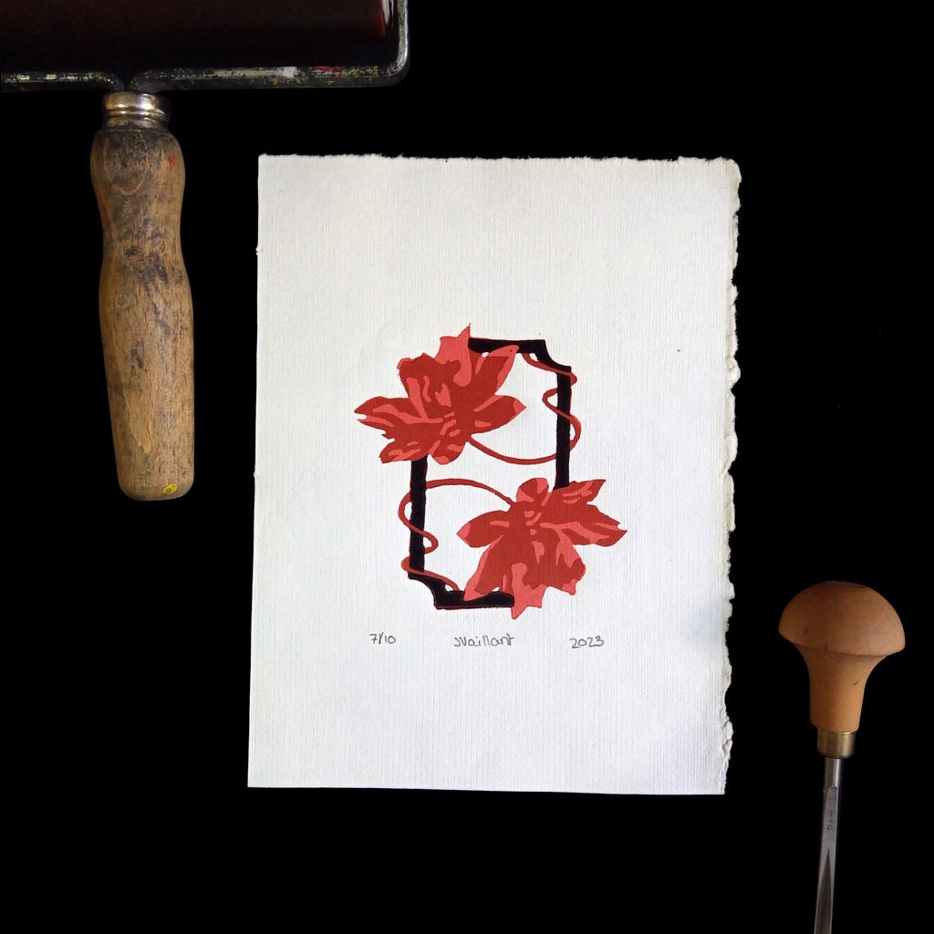 Cadre fleuri Rouge