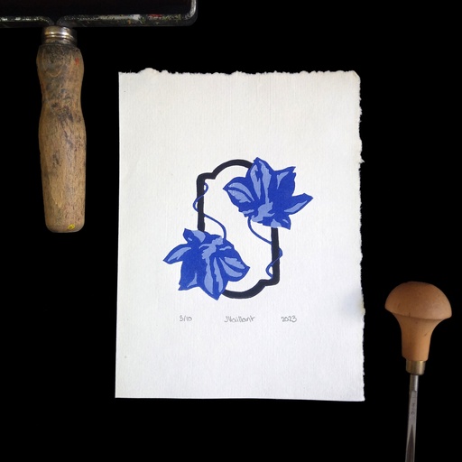 Cadre fleuri Bleu