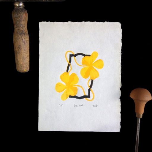 Cadre fleuri Jaune