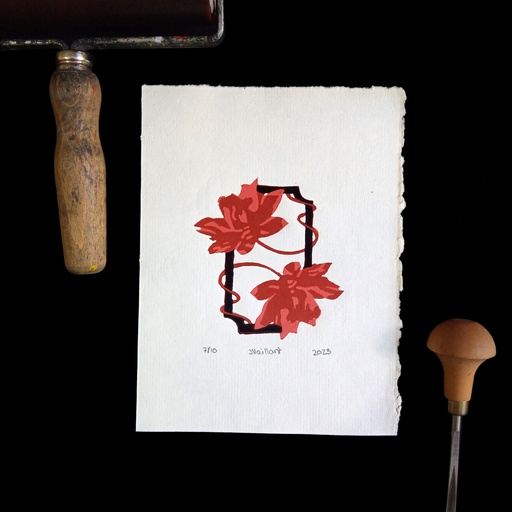 Cadre fleuri Rouge